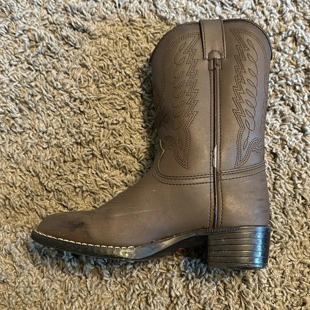 Durango Distressed Boot Tan Kids Size 1D Dark Brown Pull-on Round Toe Boots